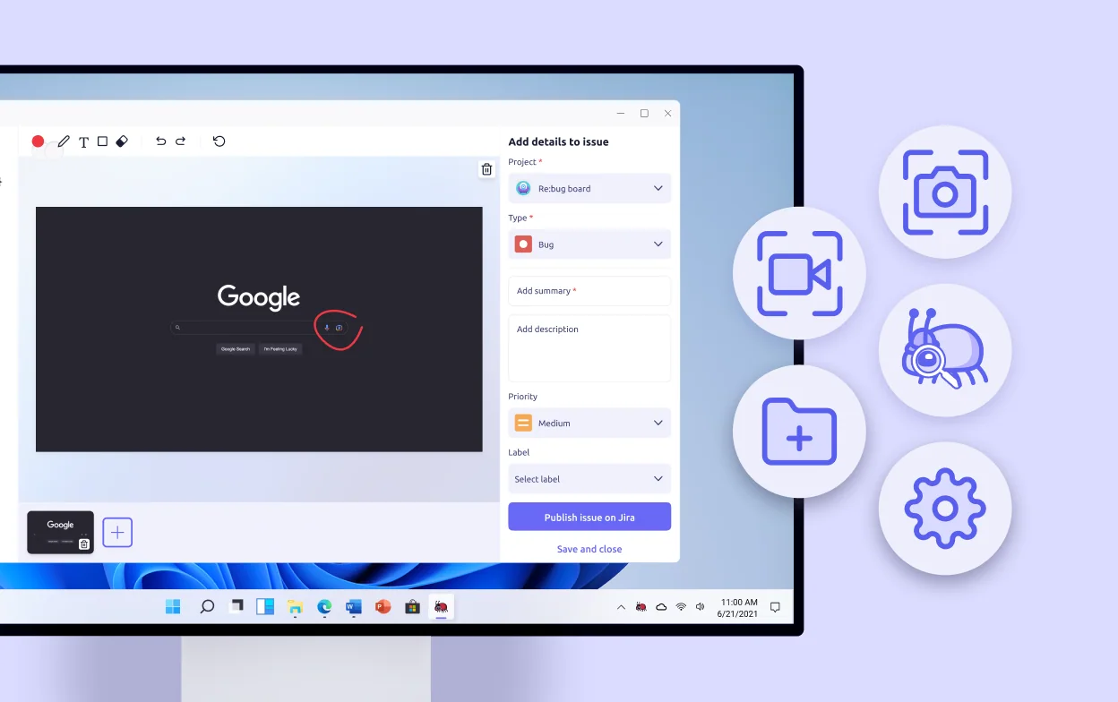 Jira-integrated bug reporting project preview
